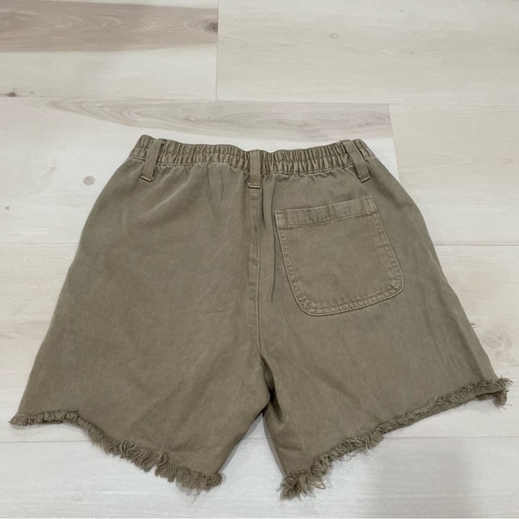 Aerie Women's XXS Adventure Shorts High Rise Linen Blend Raw Hem Boho Tan Khaki - Picture 6 of 14